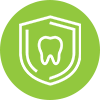 Icon of a tooth with a shield around it