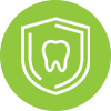 Icon of a tooth with a shield around it