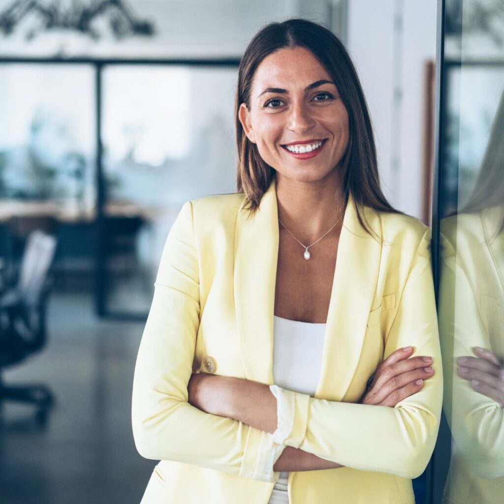 Business woman smiling at camera